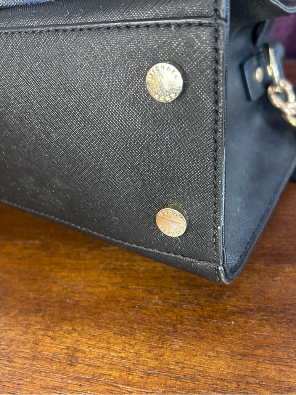 Michael Kors Hamilton Satchel Black Leather | Gold Lock | - Picture 7 of 16